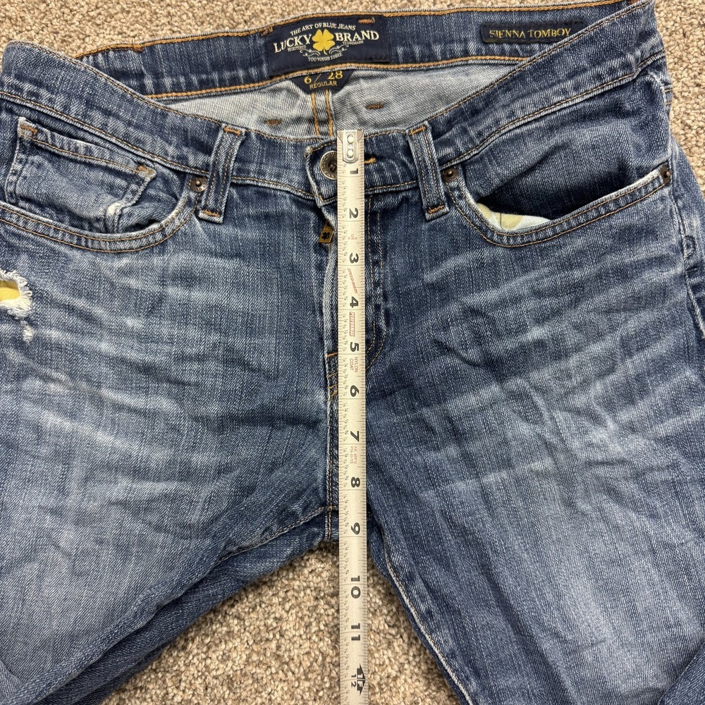 Lucky Brand Sienna Tomboy Jeans Womens 28 Med Wash Blue Distressed Denim - Picture 4 of 8